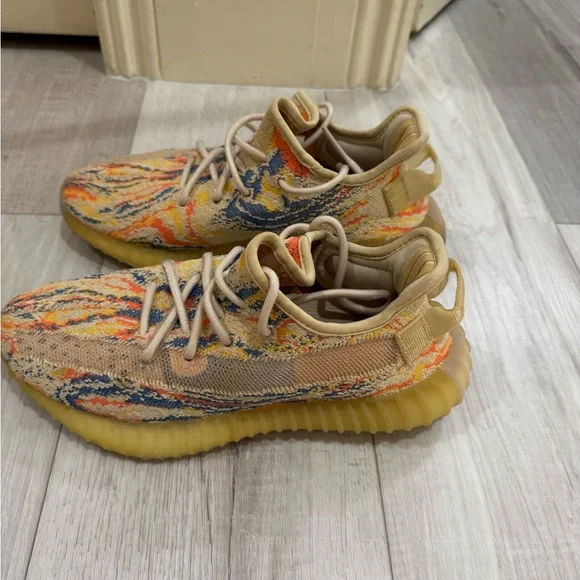 Kids Knit Sneakers in Beige with Orange & Blue Accents - Picture 2 of 2